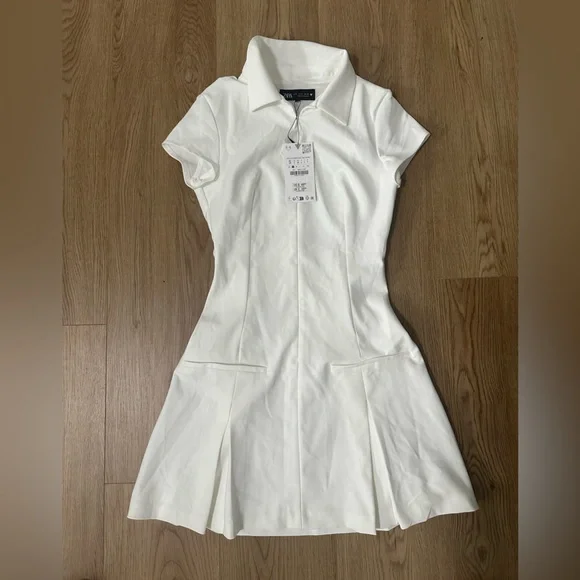 Zara White Short Sleeve Tennis Dress | Small - Picture 2 of 2